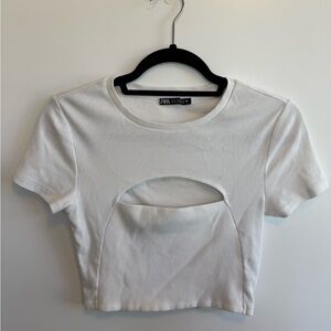Zara White Cut-Out Crop Top